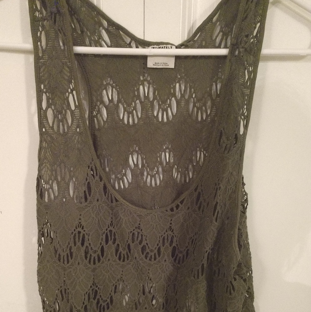 Intimately Free people olive green fringe crop top